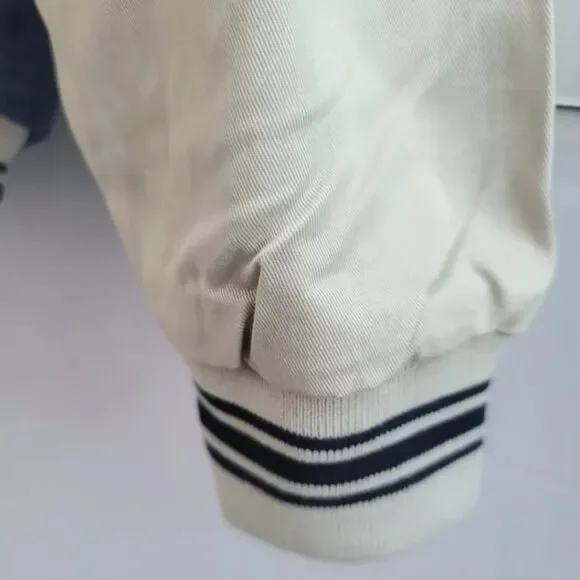 First Choice VTG 1990s Men's Premium Denim Varsity Bomber Jean Jacket Blue NWT - Picture 8 of 16